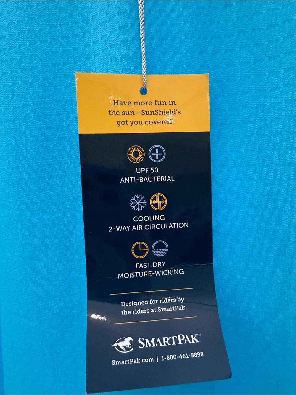 SmartPak SunShield Aqua Blue Lightweight Sun Shirt - Picture 5 of 6